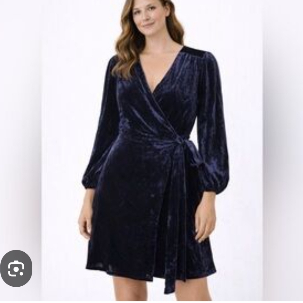 J. Crew Navy Velvet Wrap Dress